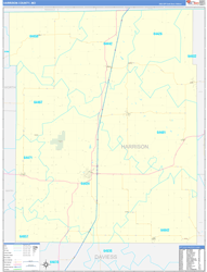 Harrison County, MO Wall Map Zip Code Basic Style 2024