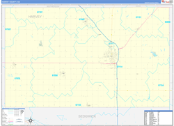 Harvey County, KS Wall Map Zip Code Basic Style 2024