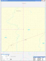 Haskell County, KS Wall Map Zip Code Basic Style 2024