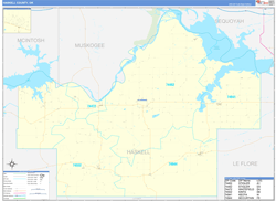 Haskell County, OK Wall Map Zip Code Basic Style 2024