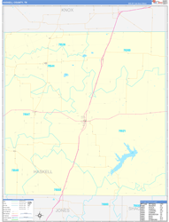 Haskell County, TX Wall Map Zip Code Basic Style 2024