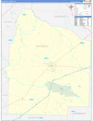 Haywood County, TN Wall Map Zip Code Basic Style 2024