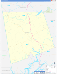 Heard County, GA Wall Map Zip Code Basic Style 2024