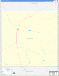 Hemphill County, TX Wall Map Zip Code Basic Style 2024