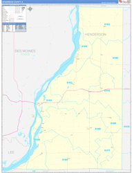 Henderson County, IL Wall Map Zip Code Basic Style 2024