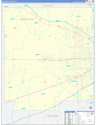 Hendricks County, IN Wall Map Zip Code Basic Style 2024