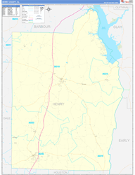 Henry County, AL Wall Map Zip Code Basic Style 2024