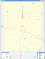 Henry County, IA Wall Map Zip Code Basic Style 2024