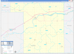 Henry County, OH Wall Map Zip Code Basic Style 2024