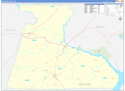 Hertford County, NC Wall Map Zip Code Basic Style 2024