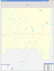 Hill County, MT Wall Map Zip Code Basic Style 2023