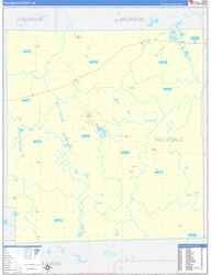 Hillsdale County, MI Wall Map Zip Code Basic Style 2024