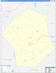 Hoke County, NC Wall Map Zip Code Basic Style 2024