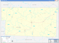 Holmes County, OH Wall Map Zip Code Basic Style 2024