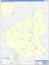 Hopkins County, KY Wall Map Zip Code Basic Style 2024