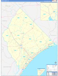 Horry County, SC Wall Map Zip Code Basic Style 2024