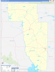 Howard County, AR Wall Map Zip Code Basic Style 2024