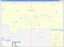 Howard County, IN Wall Map Zip Code Basic Style 2024