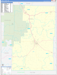 Howell County, MO Wall Map Zip Code Basic Style 2024