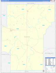 Hughes County, OK Wall Map Zip Code Basic Style 2024