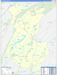 Huntingdon County, PA Wall Map Zip Code Basic Style 2024