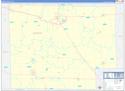Huron County, OH Wall Map Zip Code Basic Style 2024