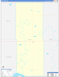 Hyde County, SD Wall Map Zip Code Basic Style 2024