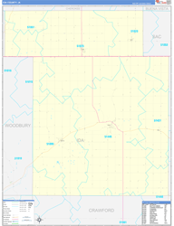 Ida County, IA Wall Map Zip Code Basic Style 2024