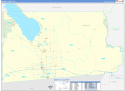 Imperial County, CA Wall Map Zip Code Basic Style 2024