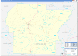 IndependenceCounty, AR Wall Map Zip Code Basic Style 2024