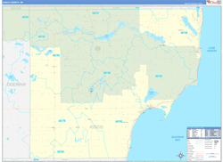 Iosco County, MI Wall Map Zip Code Basic Style 2024