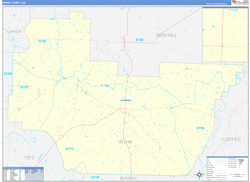 Irwin County, GA Wall Map Zip Code Basic Style 2024