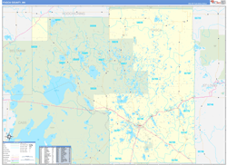 Itasca County, MN Wall Map Zip Code Basic Style 2024