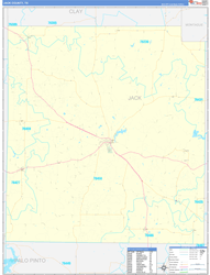 Jack County, TX Wall Map Zip Code Basic Style 2024