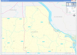 Jackson County, IA Wall Map Zip Code Basic Style 2024