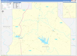 JacksonParish (County), LA Wall Map Zip Code Basic Style 2023