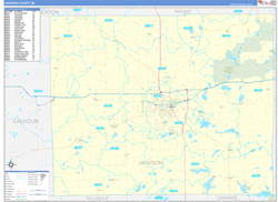 Jackson County, MI Wall Map Zip Code Basic Style 2024