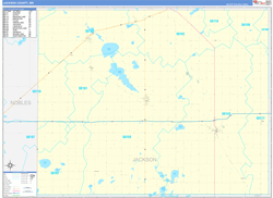 Jackson County, MN Wall Map Zip Code Basic Style 2024