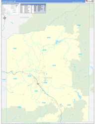 Jackson County, OR Wall Map Zip Code Basic Style 2024