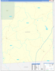 Jasper County, MS Wall Map Zip Code Basic Style 2024