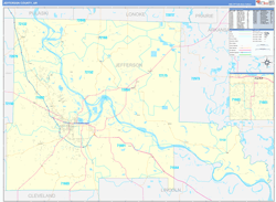 Jefferson County, AR Wall Map Zip Code Basic Style 2024