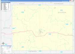 Jefferson County, IA Wall Map Zip Code Basic Style 2024