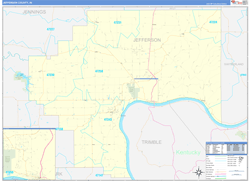 Jefferson County, IN Wall Map Zip Code Basic Style 2024