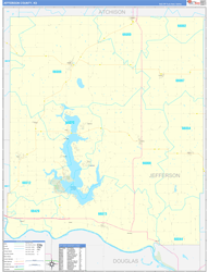 Jefferson County, KS Wall Map Zip Code Basic Style 2024