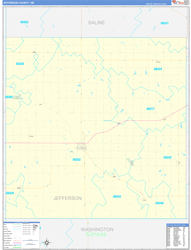 Jefferson County, NE Wall Map Zip Code Basic Style 2023