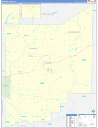 Jennings County, IN Wall Map Zip Code Basic Style 2024