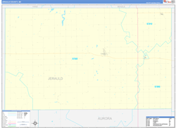 Jerauld County, SD Wall Map Zip Code Basic Style 2024