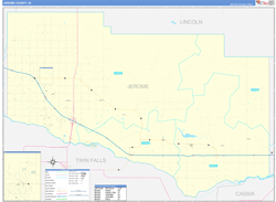 Jerome County, ID Wall Map Zip Code Basic Style 2024