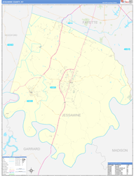 Jessamine County, KY Wall Map Zip Code Basic Style 2024