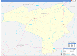 Johnson County, GA Wall Map Zip Code Basic Style 2024